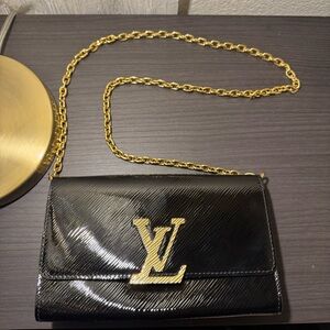 Louis Vuitton Black Pochette Louise Chain Bag